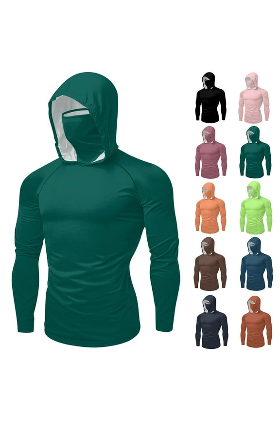 Women's Summer Long Sleeve Hooded Sun Protection Top Shirts Blouses Solid Color Casual Loose Fit Uv Ray Blocking Face Mask Cover Up for Beach Vacation Travel Outdoor Streetwear Fashion Essential
