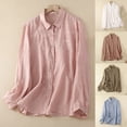 thumbnail image 1 of Women's Summer Long Sleeve Turndown Collar Tank Top Shirt Blouse Solid Color Casual Daily Wear Work Office Vacation Fashion Essential Gift for Women | CSEONE,Pink L, 1 of 9
