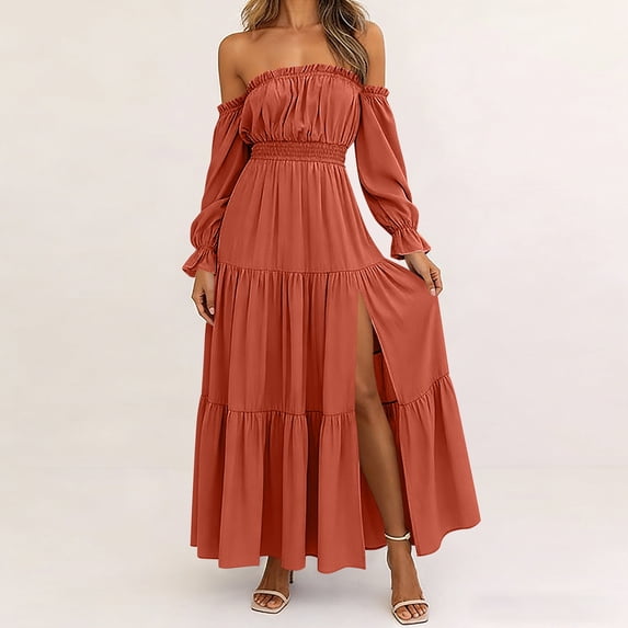 Women's Summer Long Sleeveless Off-the-Shoulder Casual Maxi Dress
