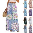 thumbnail image 1 of Women’s Summer Loose Wide Leg Floral Print Pants Elastic Waist Drawstring Trousers with Pockets for Casual Daily Wear Blue M, 1 of 7