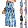 thumbnail image 1 of Women’s Summer Loose Wide Leg Floral Print Pants Elastic Waist Drawstring Trousers with Pockets for Casual Daily Wear Dark Blue XL, 1 of 7