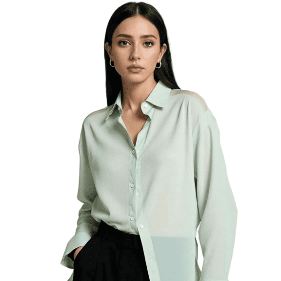 Shadowsong Women's Summer Lyocell Shirt, Green, Size M