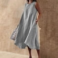 thumbnail image 1 of Women's Summer Maxi Dress 2026 Summer Dresses For Women Print Sleeveless Round Neck Dress Casual Long Dresses Gray XXL, 1 of 6
