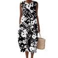 thumbnail image 1 of Women's Summer Maxi Dress 2031 Sleeveless Round Neck Floral Elegant Temperament Dress Casual Loose Long Beach Sundress Travel Vacation Outfits, 1 of 2