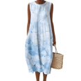 thumbnail image 1 of Women's Summer Maxi Dress 2054 Sleeveless Round Neck Floral Elegant Temperament Dress Casual Loose Long Beach Sundress Travel Vacation Outfits, 1 of 2
