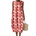 thumbnail image 1 of Women's Summer Maxi Dress 2060 Sleeveless Round Neck Floral Elegant Temperament Dress Casual Loose Long Beach Sundress Travel Vacation Outfits, 1 of 2