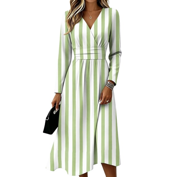 Women's Summer Maxi Dress Long Sleeve V Neck Wrap Crossover Wedding Dresses Boho Beach Floral Print Sundress