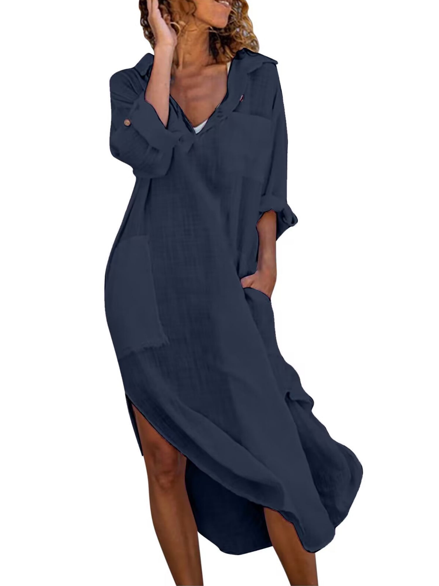 Navy cotton maxi dress hotsell