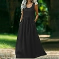 thumbnail image 1 of Women's Summer Maxi Dresses Plus Size Crewneck Flowy Backless Sleeveless Dress es Casual Solid Oversized Round Neck Loose Breathable Side Pockets Tank Dress, 1 of 7
