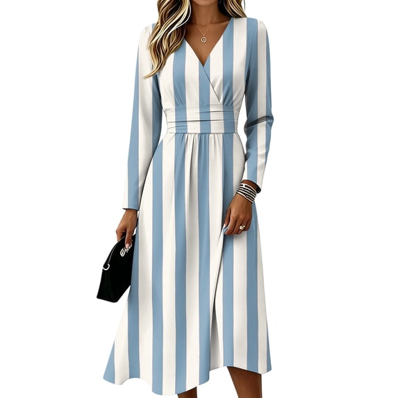 Women's Summer Maxi Dresses Spring Fall Plus Size V Neck Flowy a Line Dress Elegant Formal Wrap Dress