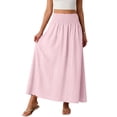thumbnail image 1 of Women's Summer Maxi Skirt Trendy High Waist Pleated Ruffle Long Skirts Flowy Beach Lock Boho Dress Pink XXL, 1 of 7