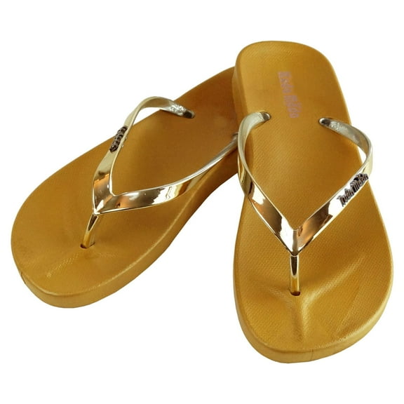 Women's Summer Metallic Strap Casual Thongs Flat Flip Flops Sandals Slipper
