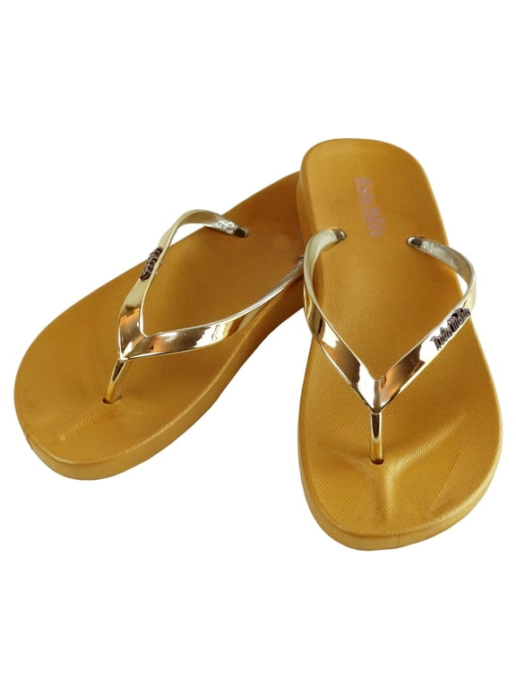 Women's Summer Metallic Strap Casual Thongs Flat Flip Flops Sandals Slipper