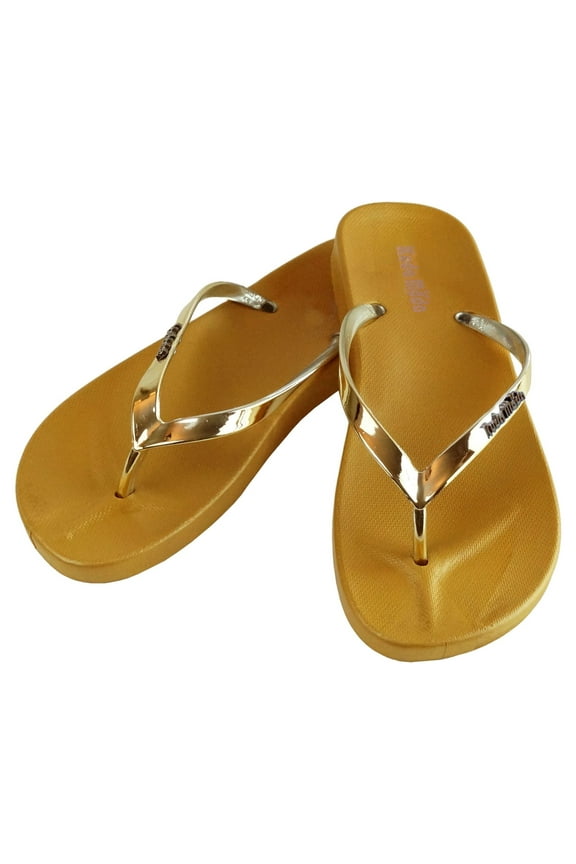 Women's Summer Metallic Strap Casual Thongs Flat Flip Flops Sandals Slipper