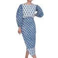 thumbnail image 1 of Women's Summer Midi Dress Retro Floral Print Long Lantern Sleeve Tie Back Slim Dress, 1 of 7