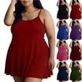 thumbnail image 1 of Women's Summer Mini Dress Plus Size Women's Fashion Casual Round Neck Adjustable Strap Sleeveless Nightdress Loungewear Red L, 1 of 7
