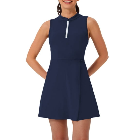 Women's Summer Mini Dress Tennis Dress for Women Tennis Golf Dresses with Built in Shorts and Pockets for Sleeveless Workout Athletic Dresses