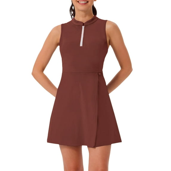 Women's Summer Mini Dress Tennis Dress for Women Tennis Golf Dresses with Built in Shorts and Pockets for Sleeveless Workout Athletic Dresses