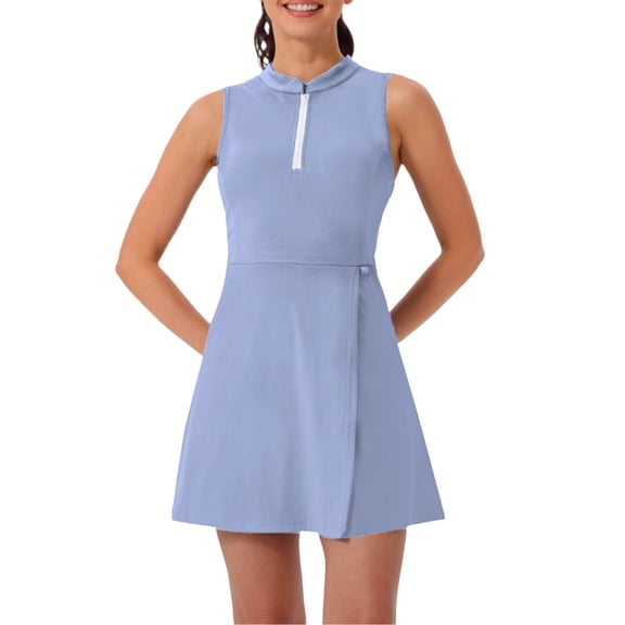 Women's Summer Mini Dress Tennis Dress for Women Tennis Golf Dresses with Built in Shorts and Pockets for Sleeveless Workout Athletic Dresses