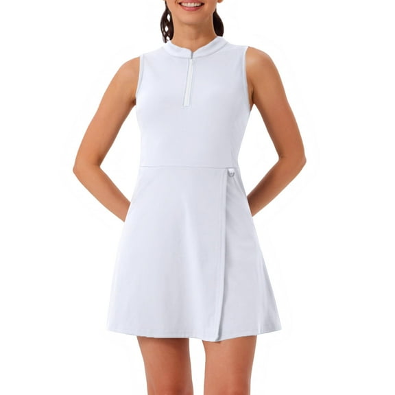 Women's Summer Mini Dress Tennis Dress for Women Tennis Golf Dresses with Built in Shorts and Pockets for Sleeveless Workout Athletic Dresses