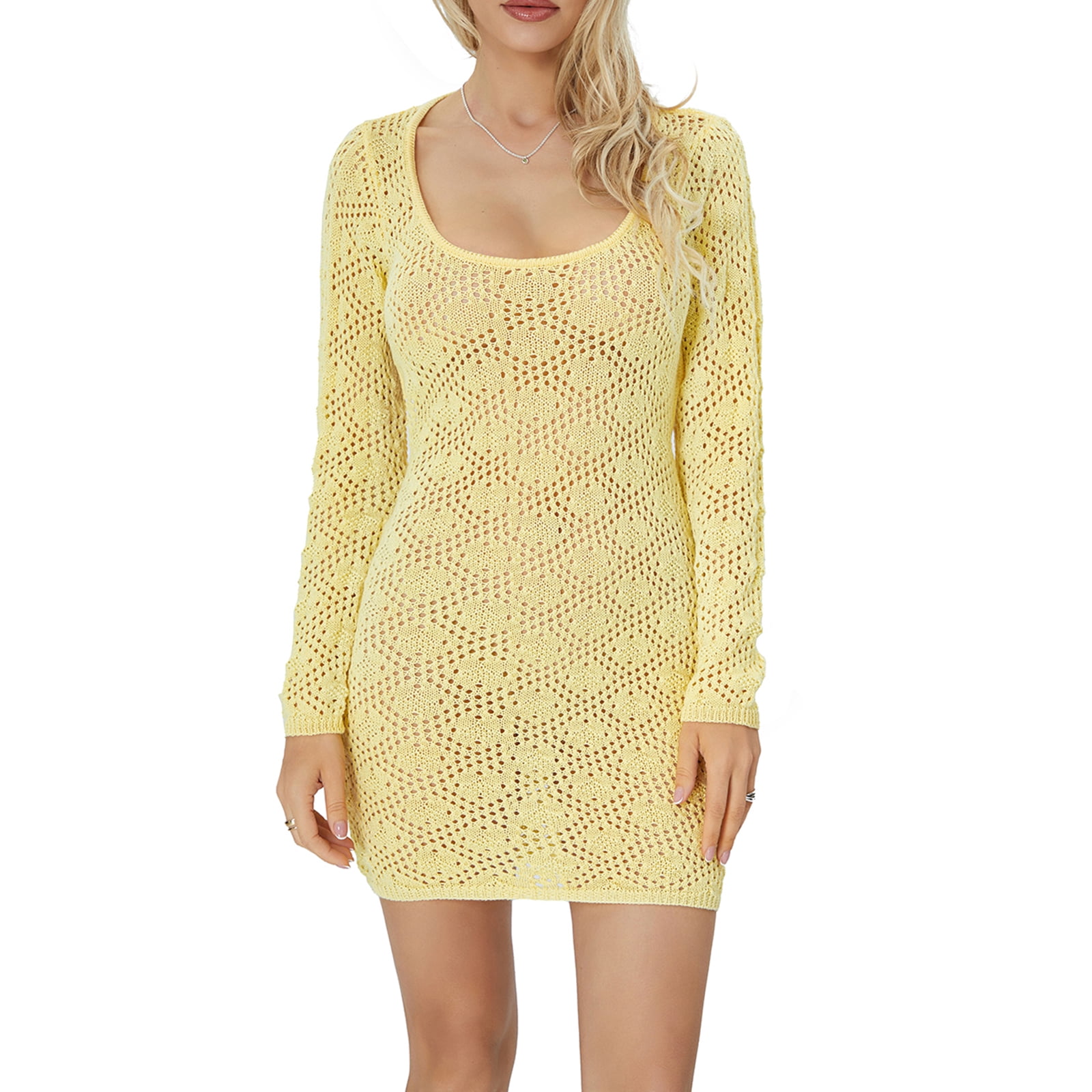 long sleeve open back mini knit dress Long Sleeve Tie Open Back Mini Bodycon Dress In Black Crochet Knit | EGO US