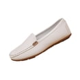 thumbnail image 1 of Women’s Summer Moccasin Loafers Plus Size Slip On Round Toe Low Heel Flats Comfortable Casual White 7, 1 of 9