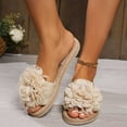 thumbnail image 1 of Women's Summer New Casual Flat Flat Big Flowers To Wear Flat Beach Slippers Summer Sandals for Women Beige 42, 1 of 8
