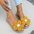 thumbnail image 1 of Women's Summer New Casual Flat Flat Big Flowers To Wear Flat Beach Slippers Summer Sandals for Women Yellow 42, 1 of 8