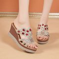 thumbnail image 1 of Women's Summer New Fashion Thick Bottom Rhinestone Slippers Comfortable Hollow Fish Mouth Wedge Sandals Sandals for Women 2025 Red 43, 1 of 7