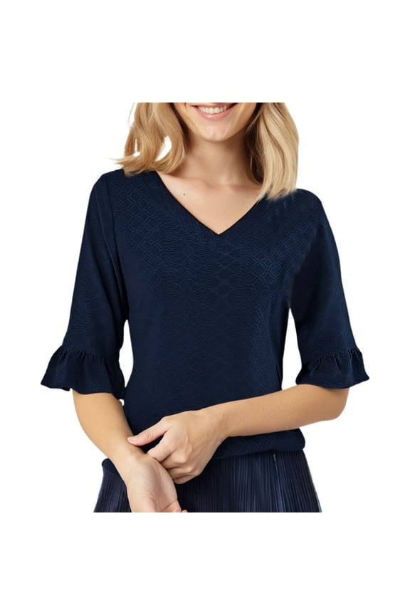 Women's Summer New Item Women's Printed Hollow Leaf Sleeve Casual Short Sleeved Top T Shirt