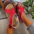 thumbnail image 1 of Women's Summer New Large Size Buckle Set Foot Hollow-out Casual Comfortable Sandals Sandals for Women Red 43, 1 of 7