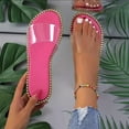 thumbnail image 1 of Women's Summer New Large Size Clear Line Strap To Wear Beach Flat Slippers Light Sandals Summer Sandals Pink 43, 1 of 4