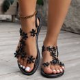 thumbnail image 1 of Women's Summer New Large Size Rhinestone Flat Transparent One-line Strap Sandals Sandals for Women 2025 Black 43, 1 of 8