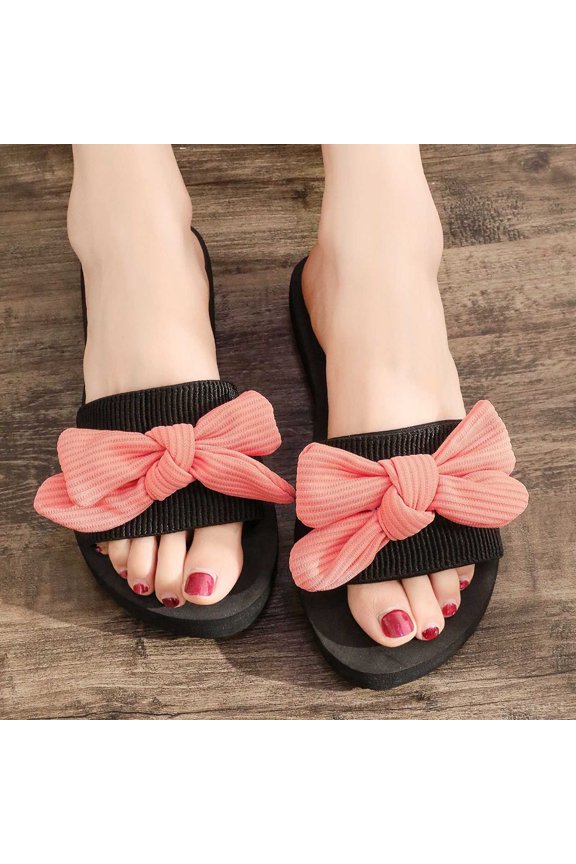 Women's Summer New One-line Rhinestone Pearl Over Flat Sandals Sandals for Women 2025 Orange 36