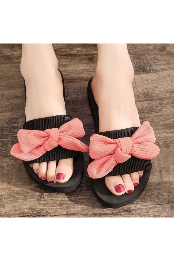 Women's Summer New One-line Rhinestone Pearl Over Flat Sandals Summer Sandals for Women Orange 38