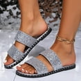 thumbnail image 1 of Women's Summer New Plus Size Frosted Sequin Line Over Beach Flats Light Sandals Sandals for Women 2025 Silver 43, 1 of 8