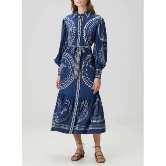 Women's Summer New Printed Long Shirt Collar Dress