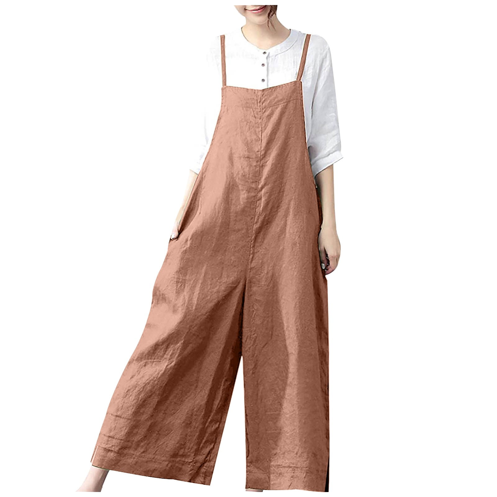 Women's Summer New Women's Casual Color Collar Loose Suspenders