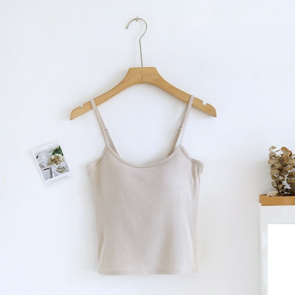 Women's Summer Nightshirt Fashion Women's Solid Color with Chest Pad No Steel Rings Bottom Underwear Short Sleeve Pajama Top Beige M