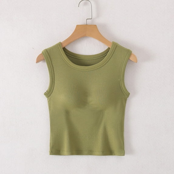 Women's Summer Nightshirt Fashion Women's Solid Color with Chest Pad No Steel Rings Bottom Underwear Short Sleeve Pajama Top Green M