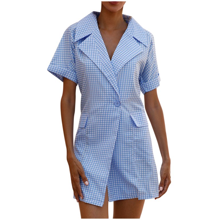 short sleeve suit dress Ruby Short Sleeve Blazer Dress - Black - S