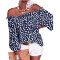 thumbnail image 1 of Women's Summer Off Shoulder Blouse Floral Print Sleeve Casual Chiffon Top Shirt, 1 of 5