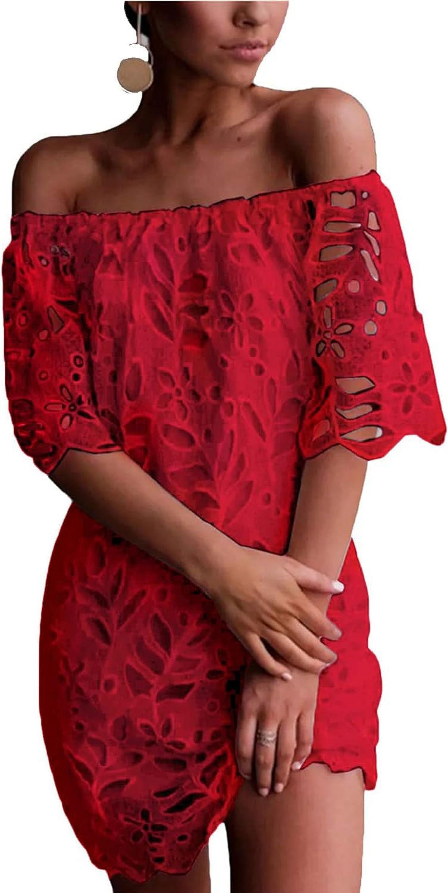 slim fit dress slacks Lace Trim Sculpting Fit & Flare Mini Dress – Popilush main image 1