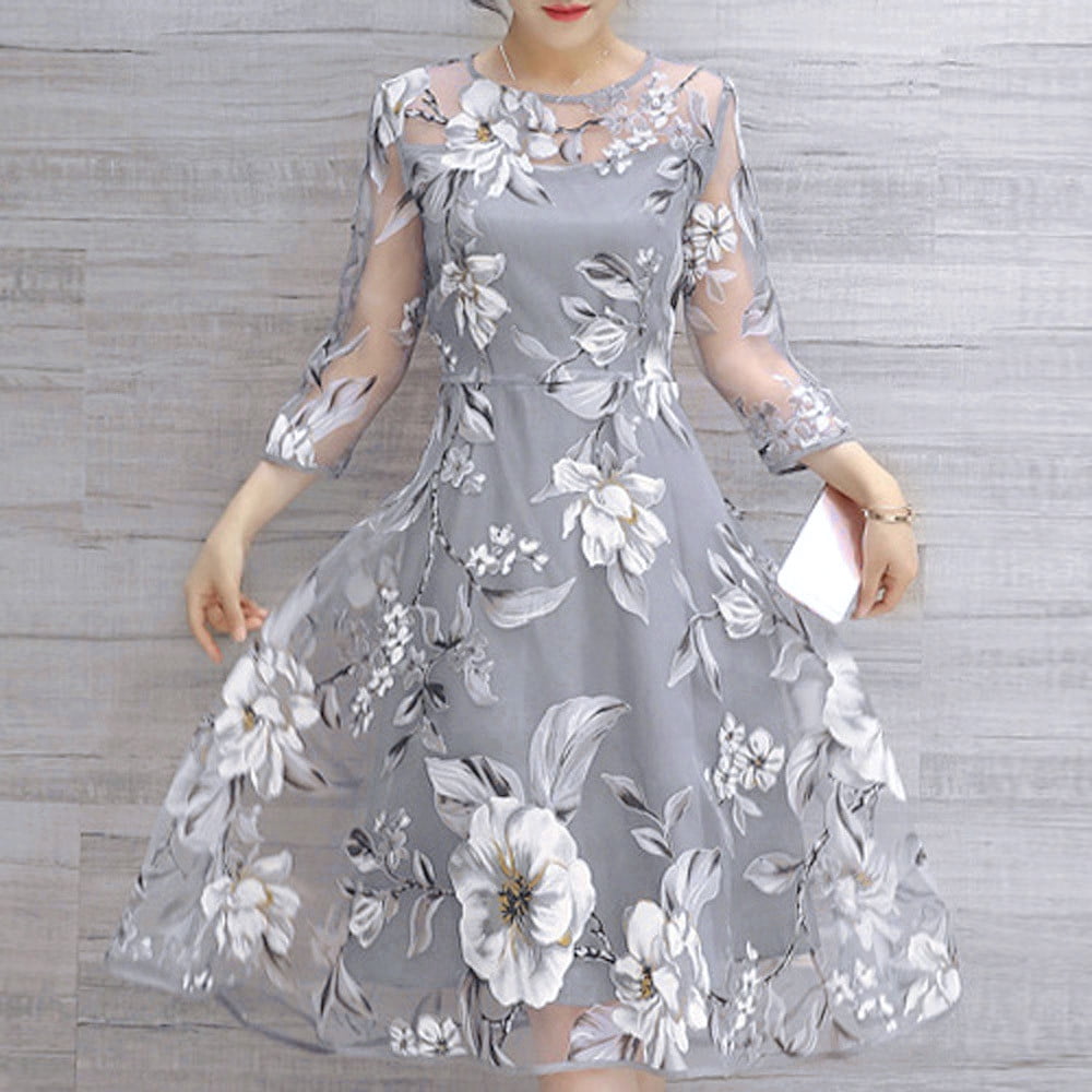 Floral organza prom dress discount