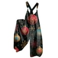 thumbnail image 1 of Women's Summer Overalls with Christmas Print - Vintage Jumpsuit (Non-Adjustable Straps), Black, Size XXXL, 1 of 4