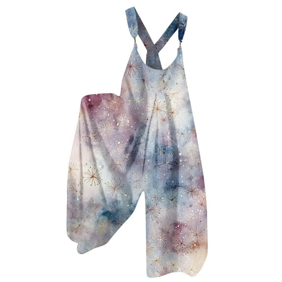 Women's Summer Overalls with Christmas Print - Vintage Jumpsuit (Non-Adjustable Straps), Fuchsia Pink, Size XXL