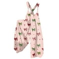 thumbnail image 1 of Women's Summer Overalls with Christmas Print - Vintage Jumpsuit (Non-Adjustable Straps), Pink, Size XXXL, 1 of 4
