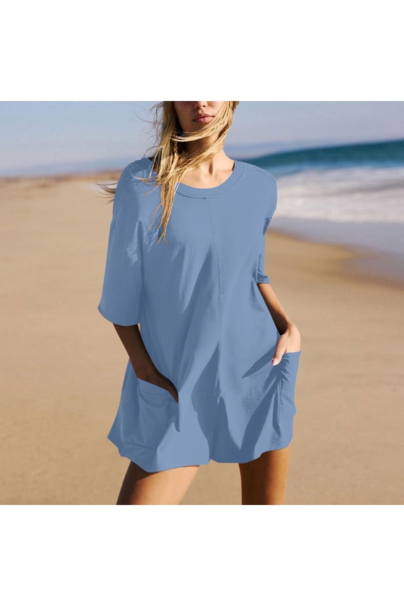 Women's Summer Oversized Tee Romper Casual Workout Athletic Romper Backless Loose Shorts Jumpsuit Overalls Petite Jumpsuits for Women Tasseled Tie Embroide Yoke Eyelet Fitted Turtleneck Women Shoulder