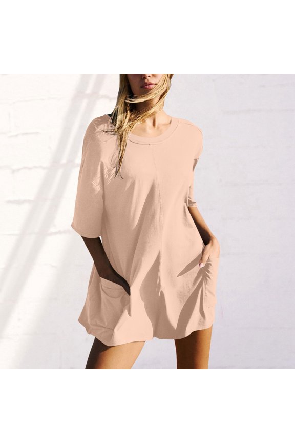 Women's Summer Oversized Tee Romper Casual Workout Athletic Romper Backless Loose Shorts Jumpsuit Overalls Women Pants Suit Fabric Overalls Satin Jumpsuits for Women Leather Jumpsuit for Women