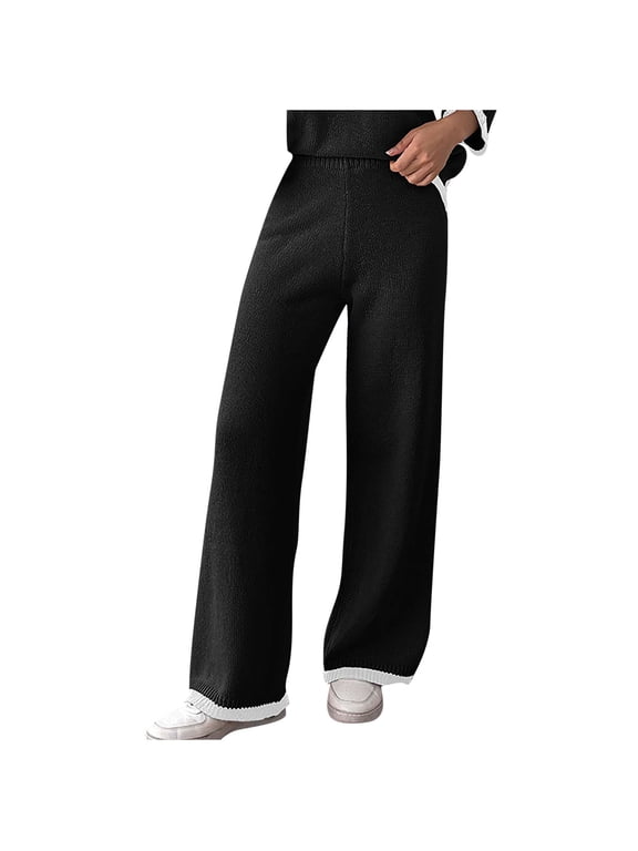 Women's Summer Pants, Pants for Women Wide Leg Plus Size Pant Loose Comfy Trousers Trendy 2026 Casual Sweatpant Black S